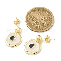 Real 18K Gold Plated Brass Enamel Dangle Stud Earrings Findings&nbsp;KK-B124-09G-01
