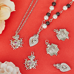 6Pcs 3 Styles Rack Plating Brass Micro Pave Cubic Zirconia Pendant&nbsp;STAS-BBC0013-24