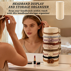 Wood Covered with Linen Headband Holder Organizer for Girls Women&nbsp;ODIS-WH0007-94