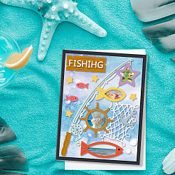 Fishing Theme Carbon Steel Cutting Dies Stencils&nbsp;DIY-WH0309-3337