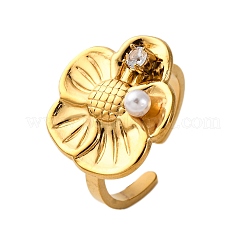 304 Stainless Steel Adjustable Cuff Rings for Women&nbsp;RJEW-B126-05G-02
