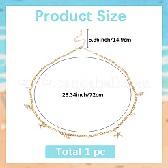 Bohemian Natural Shell & Plastic Imitation Pearl Tassel Chain Belts&nbsp;AJEW-CY0001-06B