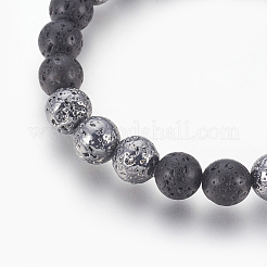 Natural Lava Rock Beaded Stretch Bracelet&nbsp;X-BJEW-P233-A01