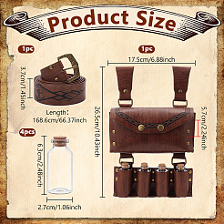 1Pc PU Imitation Leather Waist Belt Bag with 4 Cork Glass Bottles&nbsp;AJEW-NB0009-16