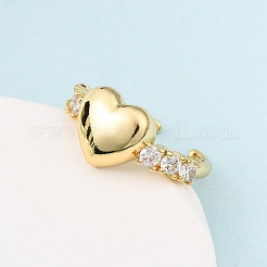 Adjustable Brass Micro Pave Cubic Zirconia Cuff Rings for Women&nbsp;RJEW-B139-02G