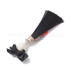 Halloween Dyed Synthetic Turquoise & Polyester Tassel Big Pendants&nbsp;PALLOY-JF04538