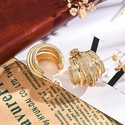 Rack Plating Brass Micro Pave Clear Cubic Zirconia Stud Earrings for Women&nbsp;EJEW-C125-27G