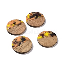 Transparent Resin & Walnut Wood Pendants&nbsp;RESI-N025-045
