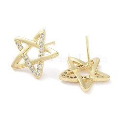 Brass Micro Pave Clear Cubic Zirconia Studs Earring for Women&nbsp;EJEW-S217-F07