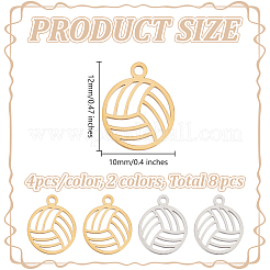 8Pcs 2 Colors Stainless Steel Charms&nbsp;STAS-LP0002-08