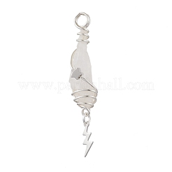 3Pcs 3 Styles Electroplated Natural Quartz Crystal Nuggets Copper Wire Wrapped Pendants&nbsp;PALLOY-JF03128-01