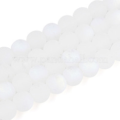 Frosted Imitation Jade Glass Beads Strands&nbsp;GLAA-T032-J8mm-MBB01