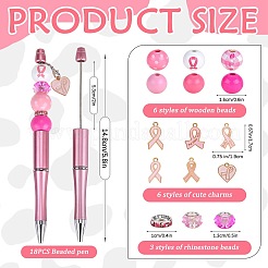 DIY Breast Cancer Awareness Theme Beadable Pen Making Kit&nbsp;DIY-SZ0010-01