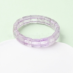 Square Natural Amethyst Beads Stretch Bracelets for Women&nbsp;BJEW-Z149-02B