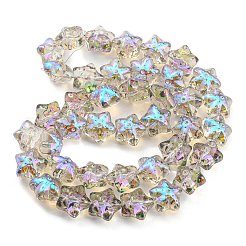 Half Rainbow Plated Electroplate Transparent Glass Beads Strands&nbsp;EGLA-G037-07A-HR03