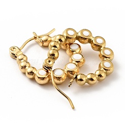 Ion Plating(IP) 304 Stainless Steel Round Beads Wrap Hoop Earrings with Enamel for Women&nbsp;EJEW-G293-16E-G