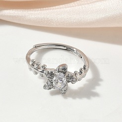 Brass Micro Pave Cubic Zirconia Finger Rings&nbsp;RJEW-C163-05P