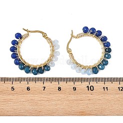 Dyed Natural Malaysia Jade Rondelle Bead & 201 Stainless Steel Hoop Earrings&nbsp;EJEW-JE07415-02