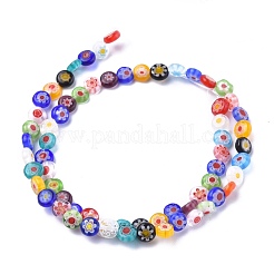 Flat Round Handmade Millefiori Glass Beads&nbsp;X1-LK-R004-55
