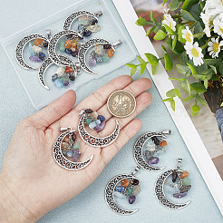10Pcs Chakra Theme Natural Mixed Stone Pendants&nbsp;FIND-CA0006-23