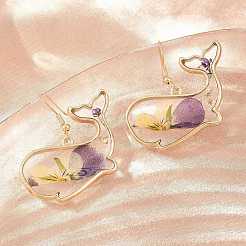 Alloy & Dried Flower Dangle Earrings&nbsp;AL-Z001-05G