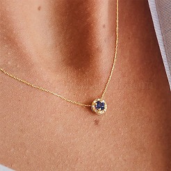 925 Sterling Silver Pave Cubic Zirconia Flat Round Pendant Necklaces for Women&nbsp;ND6221-3