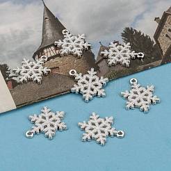 Snowflake Alloy Enamel Pendants&nbsp;X-ENAM-R041-34