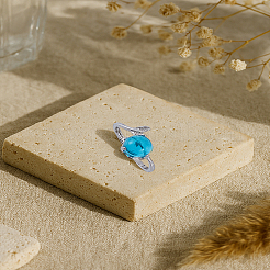 1Pc Alloy Glass Open Ring with European and American Fashion Personality&nbsp;RJEW-LP0008-22