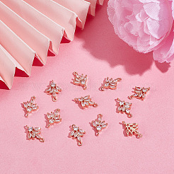 12Pcs Brass Pave Clear Cubic Zirconia Connector Charms&nbsp;ZIRC-AR0001-24