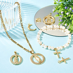 5Pcs 5 Styles Rack Plating Brass with Cubic Zirconia Pendants&nbsp;KK-TA0008-64