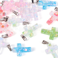15Pcs Luminous Resin Sequins Pendants&nbsp;RESI-TA0004-20B