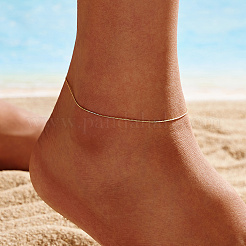 925 Sterling Silver Boston Link Chain Anklet&nbsp;AJEW-Z029-16G
