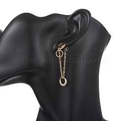304 Stainless Steel Flat Round Tassel Stud Earrings&nbsp;EJEW-JE06883