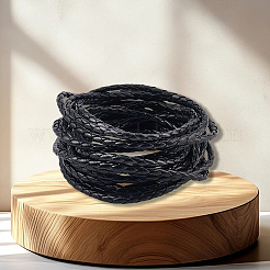 5M Braided Round PU Leather Jewelry Cord&nbsp;OCOR-GF0004-96A-01