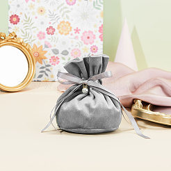 Velvet Jewelry Bags with Drawstring & Plastic Imitation Pearl&nbsp;TP-CJC0001-03F