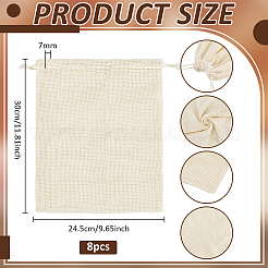 Cotton Mesh Drawstring Bags&nbsp;ABAG-WH0063-133B