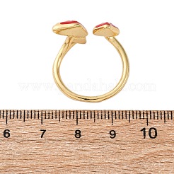 Brass Enamel Open Cuff Rings for Women&nbsp;RJEW-U057-24G