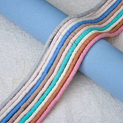 10 Strands 10 Colors Flat Round Handmade Polymer Clay Beads&nbsp;CLAY-SZ0002-04A