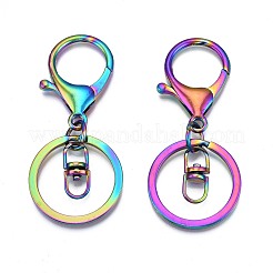 Rack Plating Rainbow Color Alloy Split Key Rings&nbsp;PALLOY-N163-181