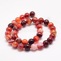 Natural Striped Agate/Banded Agate Bead Strands&nbsp;G-K155-B-10mm-01