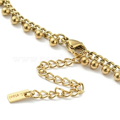 304 Stainless Steel Round Ball Charms Link Chain Anklets&nbsp;AJEW-G054-01G