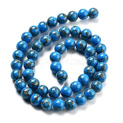 Synthetic Gold Line Turquoise Beads Strands&nbsp;G-H026-01D-02