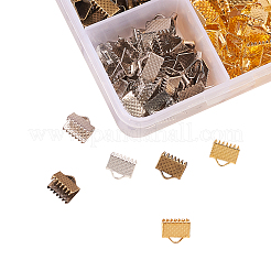 160Pcs 4 Colors Iron Ribbon Crimp Ends&nbsp;IFIN-CJ0001-48