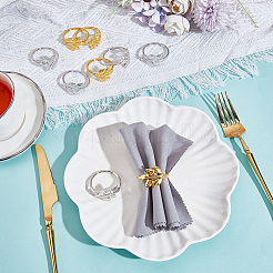 16Pcs 2 Colors Leaf Alloy Napkin Rings&nbsp;AJEW-GF0013-15