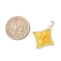 Dyed Natural Yellow Jade & Glass Seed Beaded Star Pendants&nbsp;PALLOY-MZ00692-05