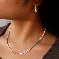 Bohemian Style Glass Beaded Hoop Earrings & Necklaces Sets for Women&nbsp;ET6451-2