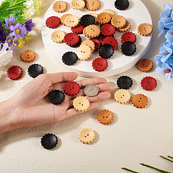 60Pcs 5 Styles Spray Painted Natural Wood Buttons&nbsp;WOOD-TA0002-91
