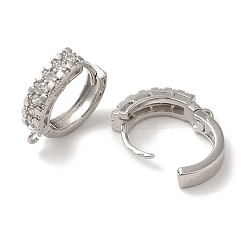Rack Plating Brass Micro Pave Clear Cubic Zirconia Hoop Earrings Finding&nbsp;EJEW-B062-12P