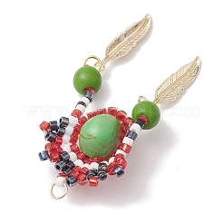 Seed Glass & Synthetic Turquoise Pendant&nbsp;PALLOY-MZ00243-02