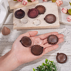 DIY Flat Round Wooden Tray Pendant Making Kits&nbsp;DIY-TA0012-32